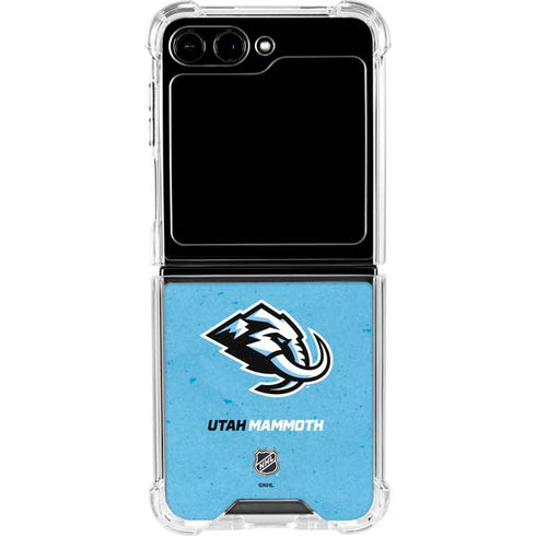 NHL Utah Mammoth Distressed Blue Galaxy Z Flip6 Clear Case